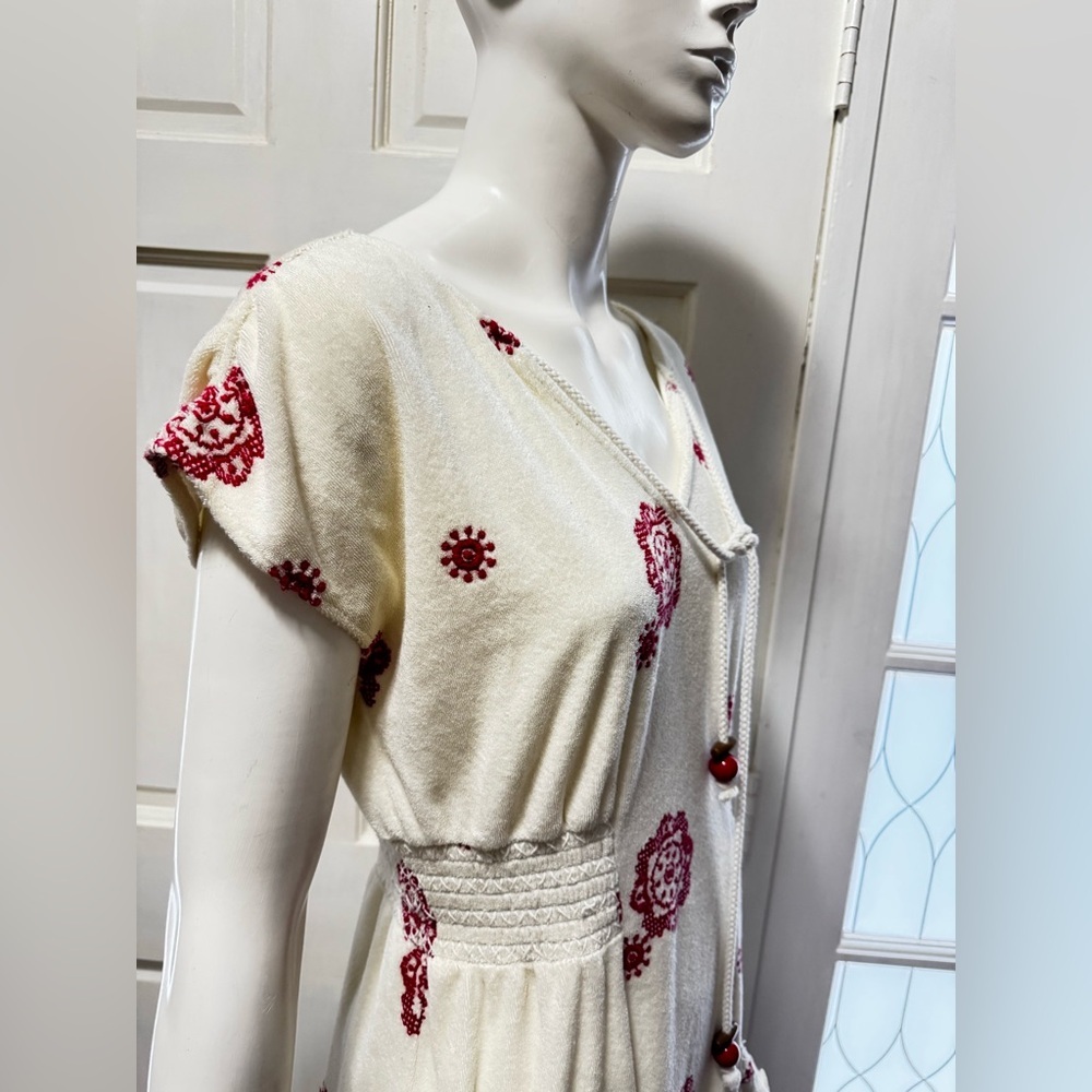 Juicy Couture Fashion Angel Cherry Red Sonia Floral EmbroideryTerry Mini Dress M - Picture 4 of 14